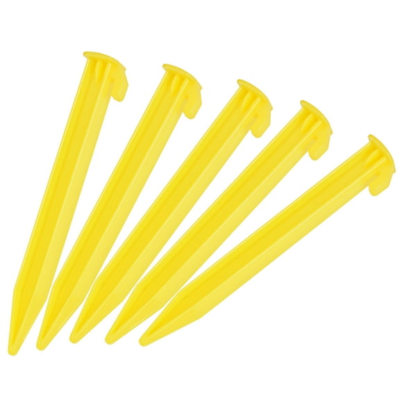 Uxcell 14.5cm/5.7 Inch Plastic Camping Tent Stakes Pegs with Hook Yellow 5 Pack