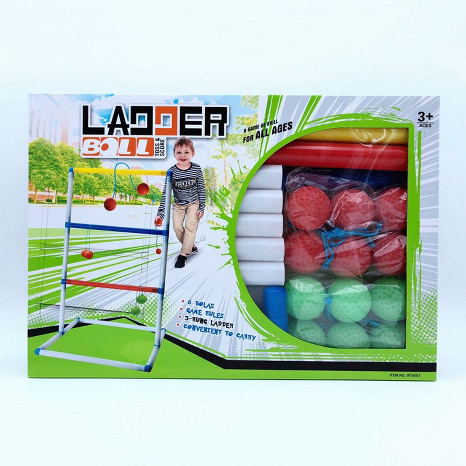 YIFAEUX 1 Set Ladder Toss Ball Game with 6 Soft Rubber Golf Balls Easy Assembly Funny Family Kids Indoor Outdoor Yard Lawn Throwing Ball Toy