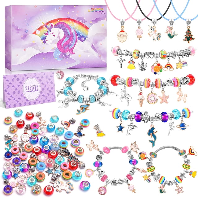 Kit de fabricación de pulseras ZOOI para niñas de 8 a 10 años con dijes para joyas