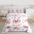 thumbnail image 2 of Homewish Lovely Bowtie Rabbit Bedding Comforter Set,Cute Bowtie Ribbon Twin Comforter Sets,Pink Flower Floral Bedding Set For Girl,Ultra Soft Home Decor Reversible,2pcs, 2 of 8