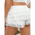 thumbnail image 5 of Arvbitana Women's Lace Shorts Elastic Low Waist Solid Color Leggings Shorts Ladies Casual Comfy Layered Ruffles Shorts for Club Streetwear, 5 of 6