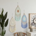 thumbnail image 2 of Handmade Intricately Woven Macrame 11" x 34" Dreamcatcher Wall Decor with Fringe Tassels, by DecMode (3 Count), 2 of 9