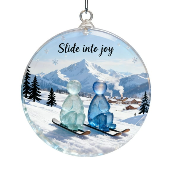 2D Skiing Christmas Ornament – Whimsical Hanging Holiday Pendant for Tree, Mantel & Gift Décor – Festive Decoration for Ski Lovers