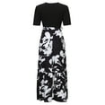 thumbnail image 4 of vigerkar Womens Maxi Skirt Tie-Waist High Waisted Summer Long Skirts Lightweight Tiered Flowy Floral Pleated Skirts Dark Gray, S, 4 of 9