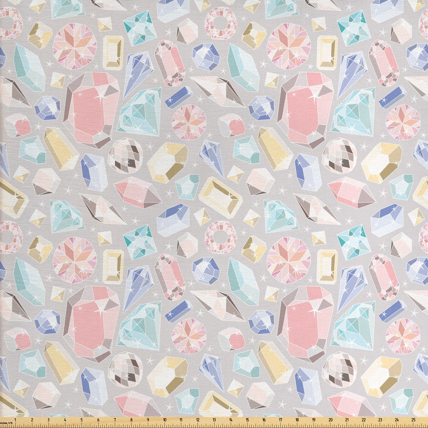 Pastel Fabric by The Yard, Colorful Diamond Gemstone Rich Feminine