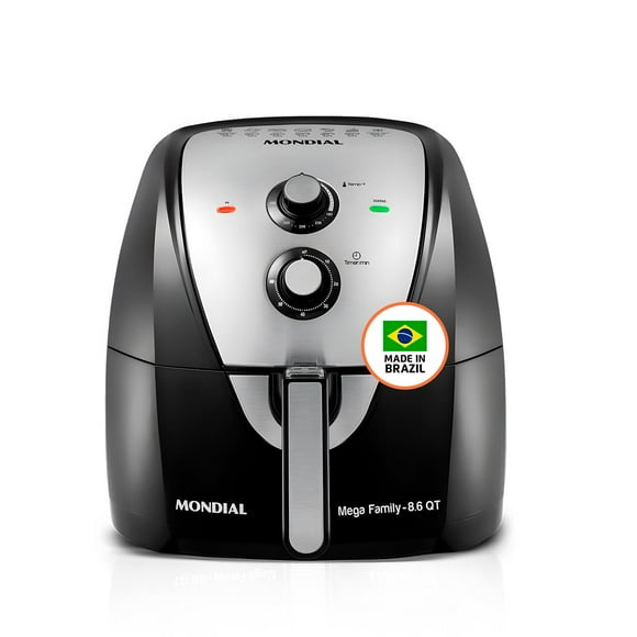 Freidora de aire MONDIAL - Freidora de aire extra grande de 8.6 cuartos, 2 controles de dial simples, 1800 vatios - Tecnología de circulación de calor rápida, cocción baja en grasa y menos calorías -