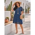 thumbnail image 2 of OYYN Summer Dresses for Women Chiffon Layered Sheath Dress Short Sleeve Crew Neck Cocktail Dress for Wedding Guest & Evening Party, 2 of 5