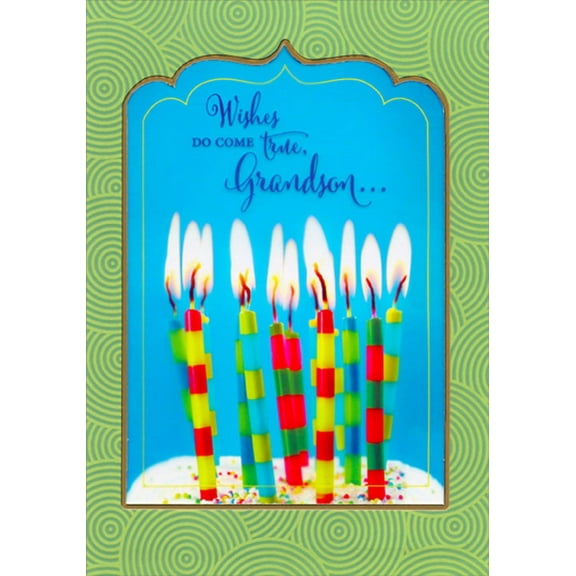 Designer Greetings Wishes Do Come True Candles Grandson Birthday Card