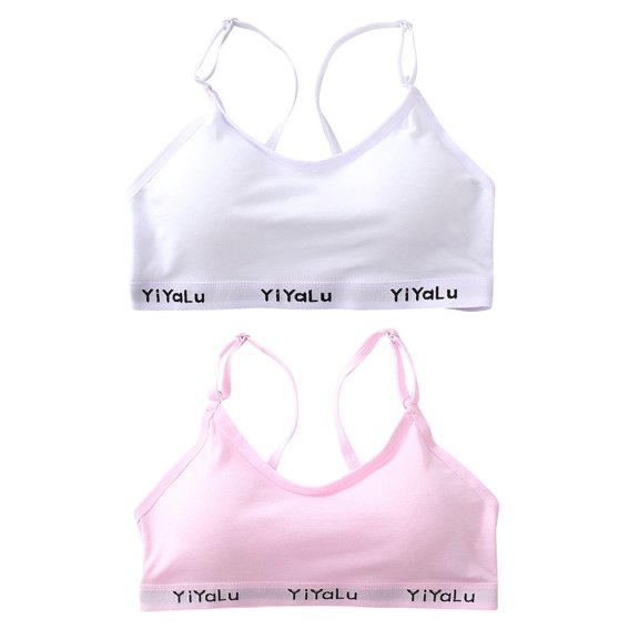 Girls Solid Color Racerback Letter Print Sport Training Bra Underwear 2 Pack Womens Underwire Bras Bra Women plus Size Sports Bra Pack of Bras Strap Less Bra Women Strapless Bras Running Bra Sports