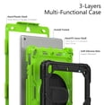 thumbnail image 6 of iPad Pro 11 Inch 4th/3rd/2nd/1st Generation Case 2022 2021 2020 2018 Case with Built-in Screen Protector, Shockproof Rotatable Kickstand Cover Hand Strap and Shoulder Strap,Black+Green, 6 of 8