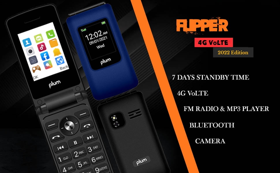 Unlocked Flip Phone 4G LTE - Plum Flipper D280 - Black