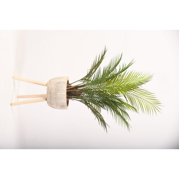 D&W Silks 42" Palm  in Wood Planter with Wood Legs