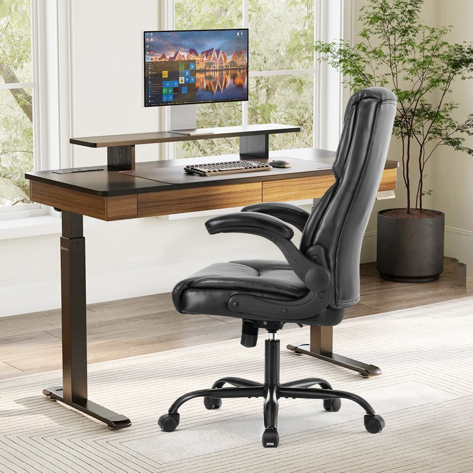 CONCETTA Executive Ergonomic Office Chair – High Back PU Leather, Adjustable, Soft Cushion, Swivel & Rolling Wheels,Black