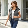 thumbnail image 5 of Cmfcve Womens Plus Size Zip up Puffer Vest Hooded Sleeveless Padded Jacket Coat Solid Winter Warm Outwear, 5 of 9