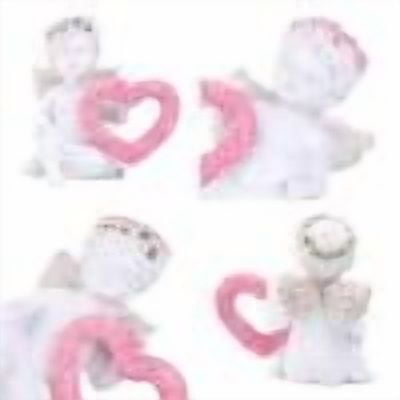 PEONAVET Love Angel 2 Pc Cherubs Resin Statue Valentine's Day Decoration Cute Sculpture Holding Rose Wreath Memorial Gift