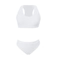 thumbnail image 4 of Women High Waisted Bikini Set Scoop Neck Bikini Crop Top Swimsuit 2 Piece Crisscross Back Sporty Bathing Suit White M, 4 of 5