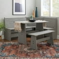 thumbnail image 5 of Linon Wickford 3-Piece Coastal Corner Breakfast Nook Dining Set with Storage, Grey, 5 of 36