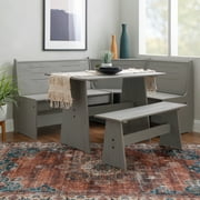 Linon Talon Pine Wood Corner Dining Nook Set with Storage in Gray Finish