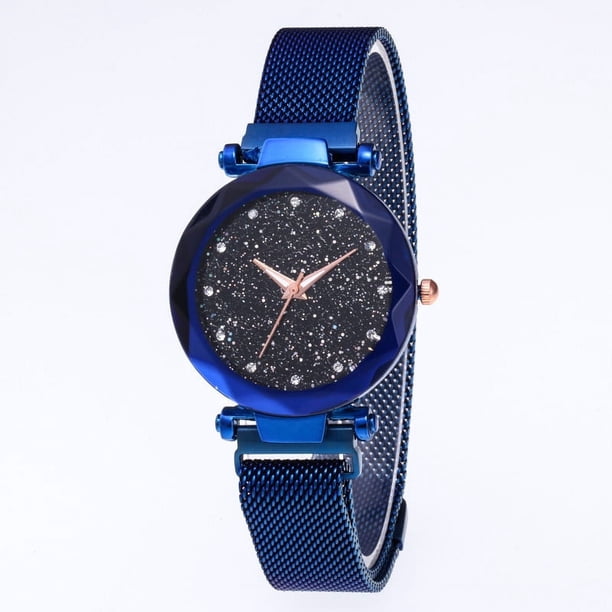 Reloj de señoras de moda casual creativo cielo estrellado imán de diamantes con reloj