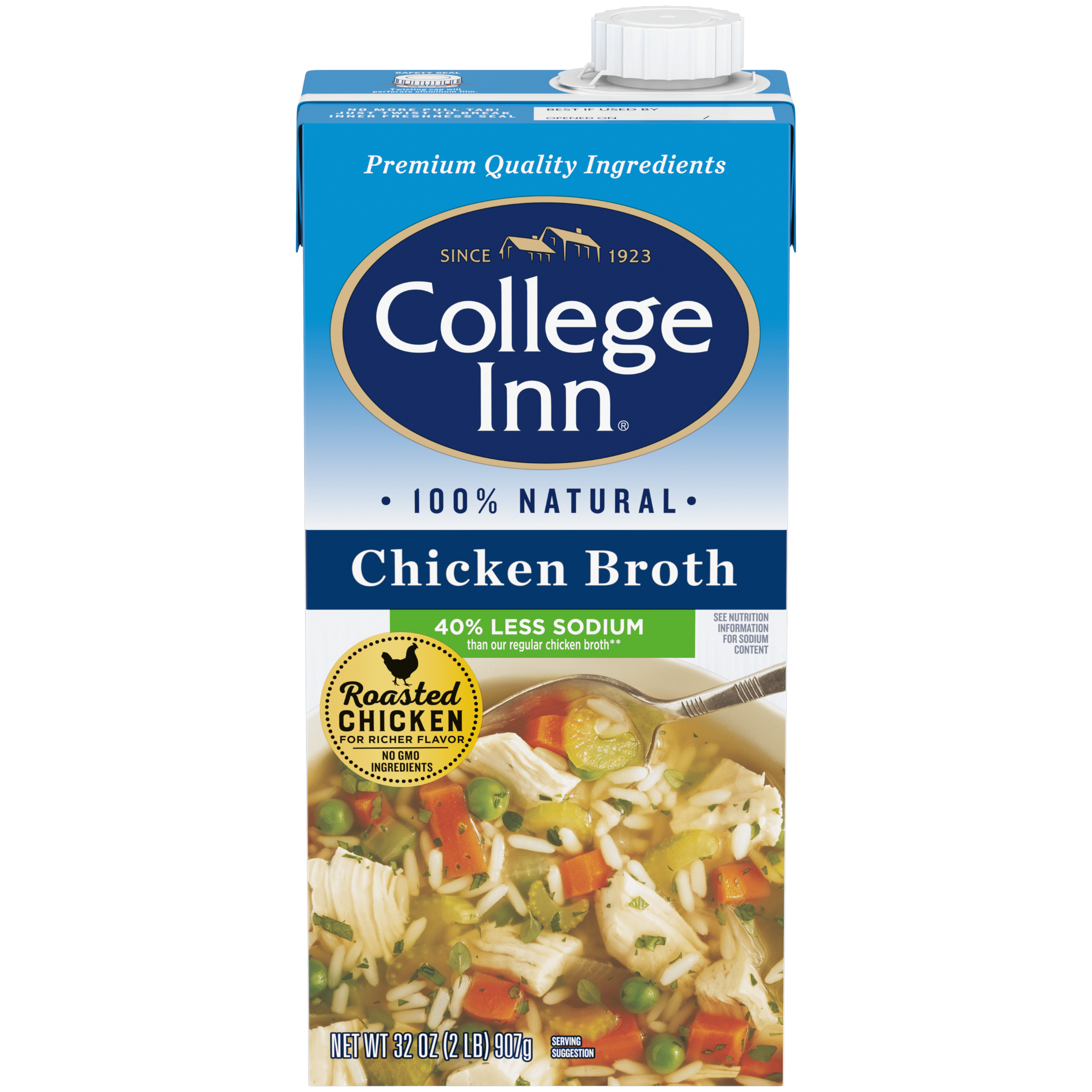 (12 pack) College Inn 40% Less Sodium Chicken Broth, 32 oz Carton