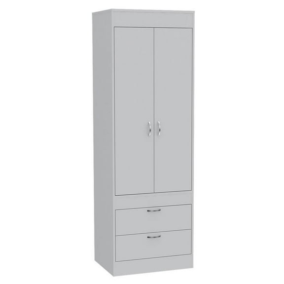 Bowery Hill 2-Drawer and 2-Door Contemporary Engineered Wood Armoire in White