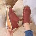 thumbnail image 3 of Dakaela Women's Chelsea Wedge Boots Side Zipper Platform Fall Booties Comfortable Business Office Slip on Work Shoes Red 7.5, 3 of 6