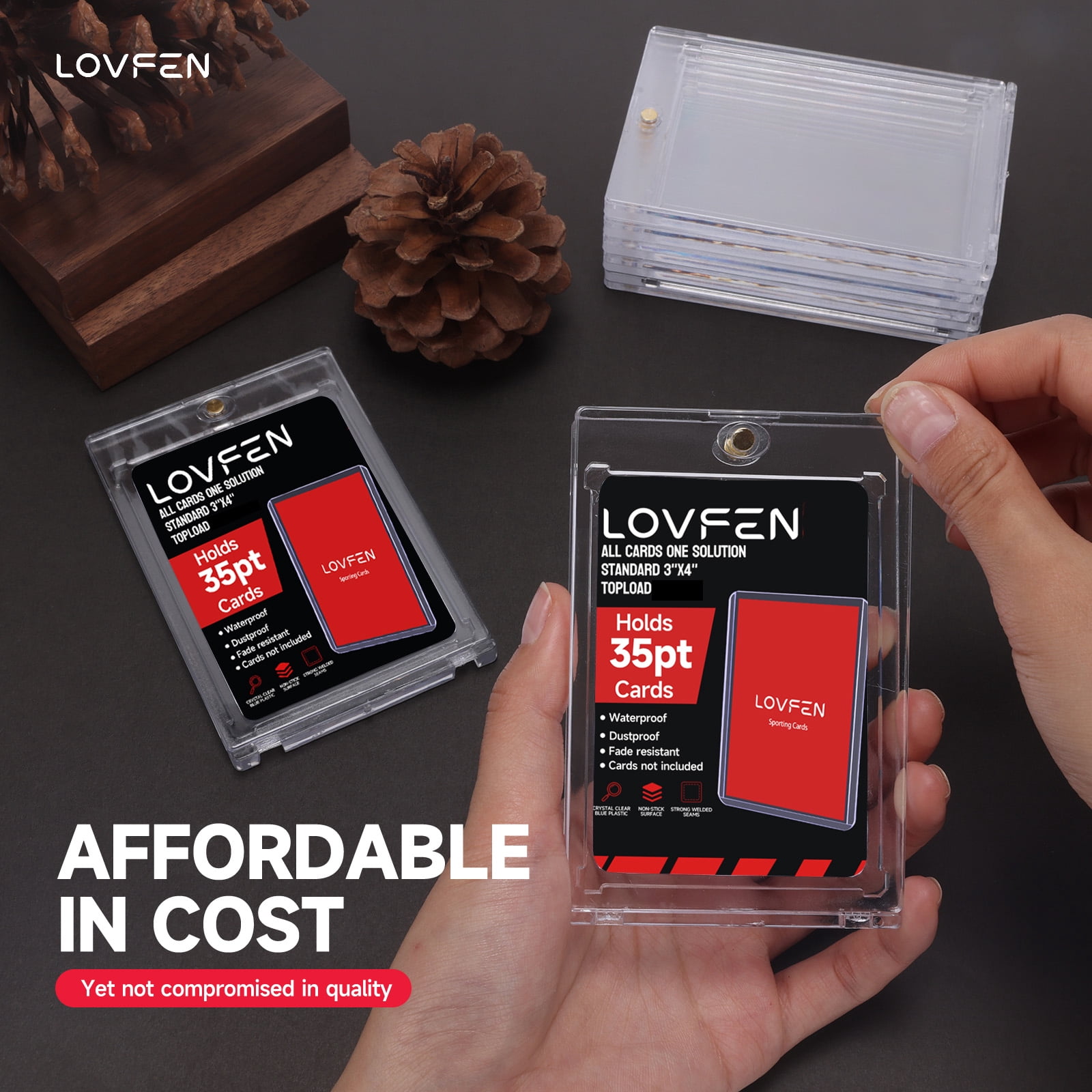 LOVFE 200ct Magnetic Card Holder for Trading Cards, 35pt One Touch Card Holder, Card Protectors Hard Plastic, Magnetic Card Case for Sports Card, Baseball Card Holders, Display Case for Standard Card