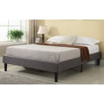 Modern Grey Linen Fabric Platform Bed with Wooden Slats