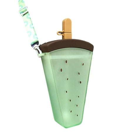 

Water Bottle with Straw Cute Ice Cream Drink Water Jug with Shoulder Strap for Camping Travel