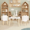thumbnail image 4 of Kids Table and 2 Chairs Set,3 Pieces Toddler Table and Chair Set,Wooden Activity Play Table Set (White),White Solid Wood+Mdf Furniture Youth Kids Baby Furniture, 4 of 8