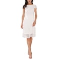 thumbnail image 2 of INSPIRE CHIC Vestido Midi de Cóctel para Invitadas de Boda con Mangas de Encaje Floral y Cuello Barco Blanco S, 2 of 6