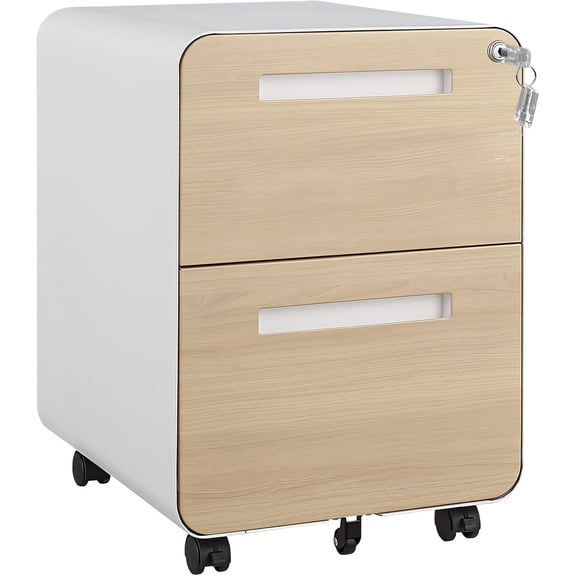 Locking Mobile File Cabinet – 2 Drawer Under Desk Rolling Cabinet, Heavy Duty Metal, Fully Assembled – For Letter/Legal/A4 Documents