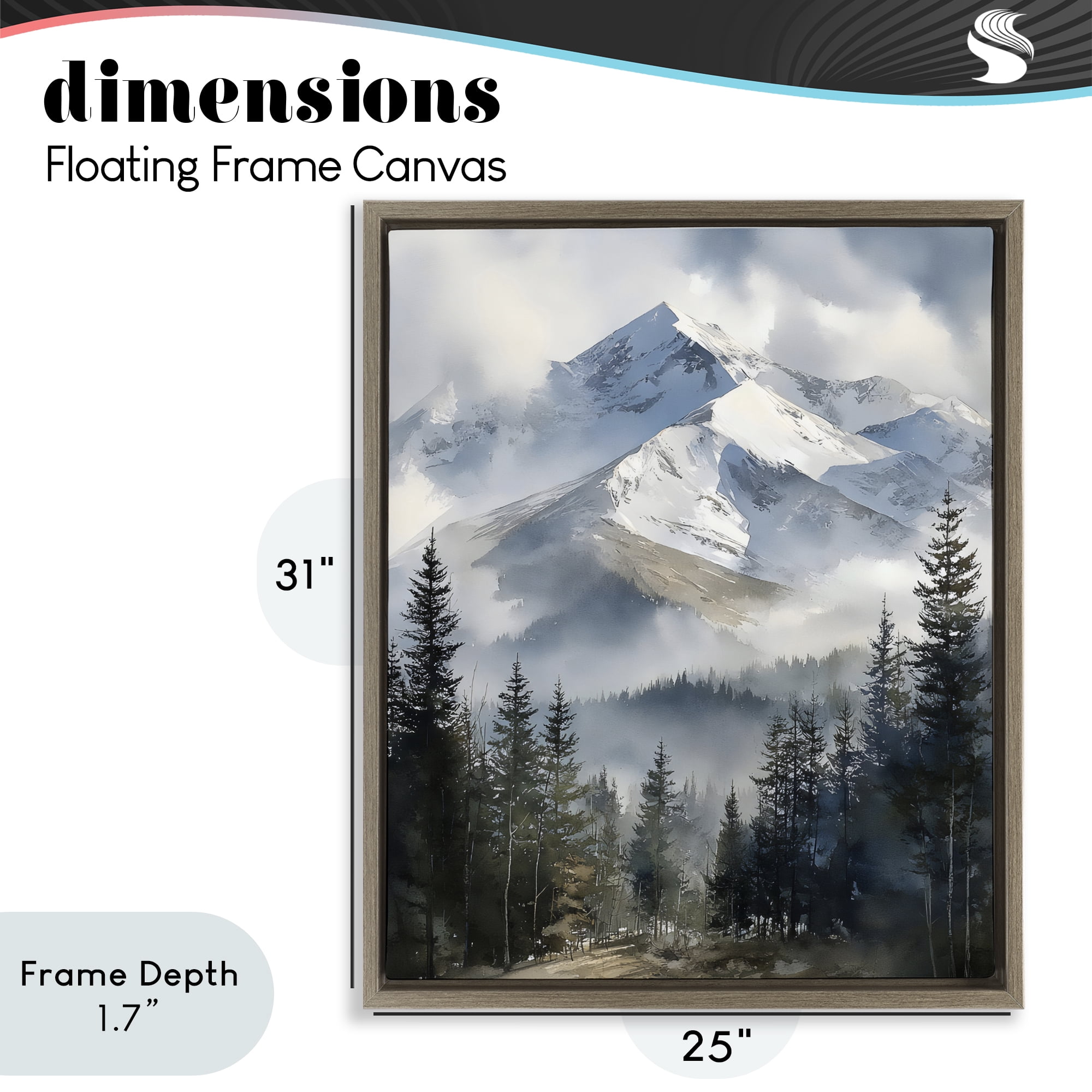 Stupell Industries Snow & Mist Alpines Brown Framed Floater Canvas Wall Art, design by Franklyn Gregory