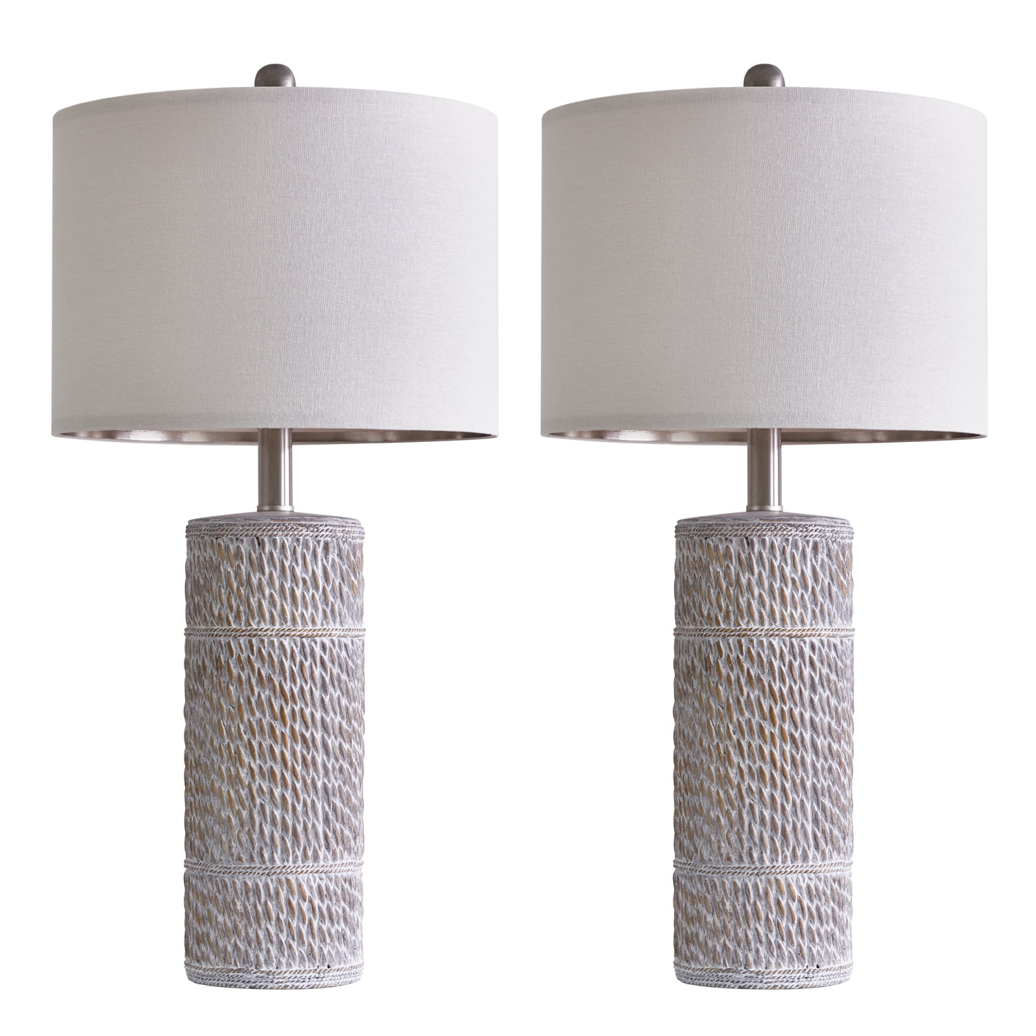 Oneach 25.5" Farmhouse Table Lamp Set of 2 for Bedroom Living Room Bedside Nightstand Lamps Resin Retro