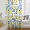 thumbnail image 6 of Yellow Lemon Sheer Curtains 54 Inches Long, Botanical Spring Leaves Abstract Blue Tile Light Filering Curtains, Breathable Simi Curtain Privacy Drapes for Kitchen Bathroom Small Window Treatment, 6 of 9