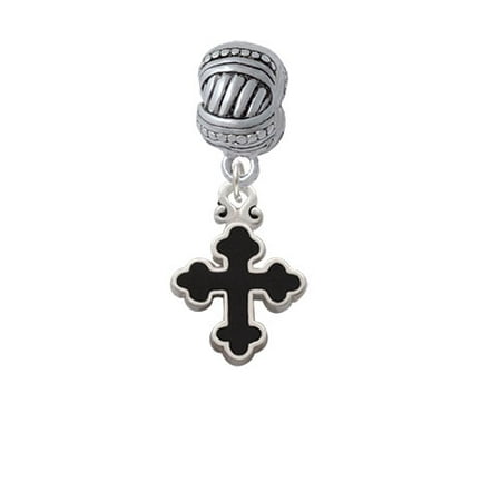Small Black Enamel Botonee Cross - Large Rope with Cross Beads Charm Bead