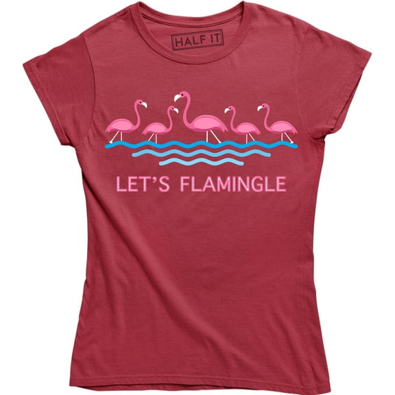 Let's Flamingle Flamingo Mingle Women's Funny Saying Tee Shirt
