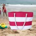thumbnail image 5 of 100Fens Tropical Summer Striped Beach Bag For Women Tote Bags Reusable Grocery Shoulder Bag With Zipper Pocket, 5 of 6