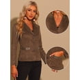 thumbnail image 2 of Chaqueta de Gamuza Sintética para Mujer Chaqueta de Cuero con Cuello de Solapa y 2 Botones marrón S, 2 of 5