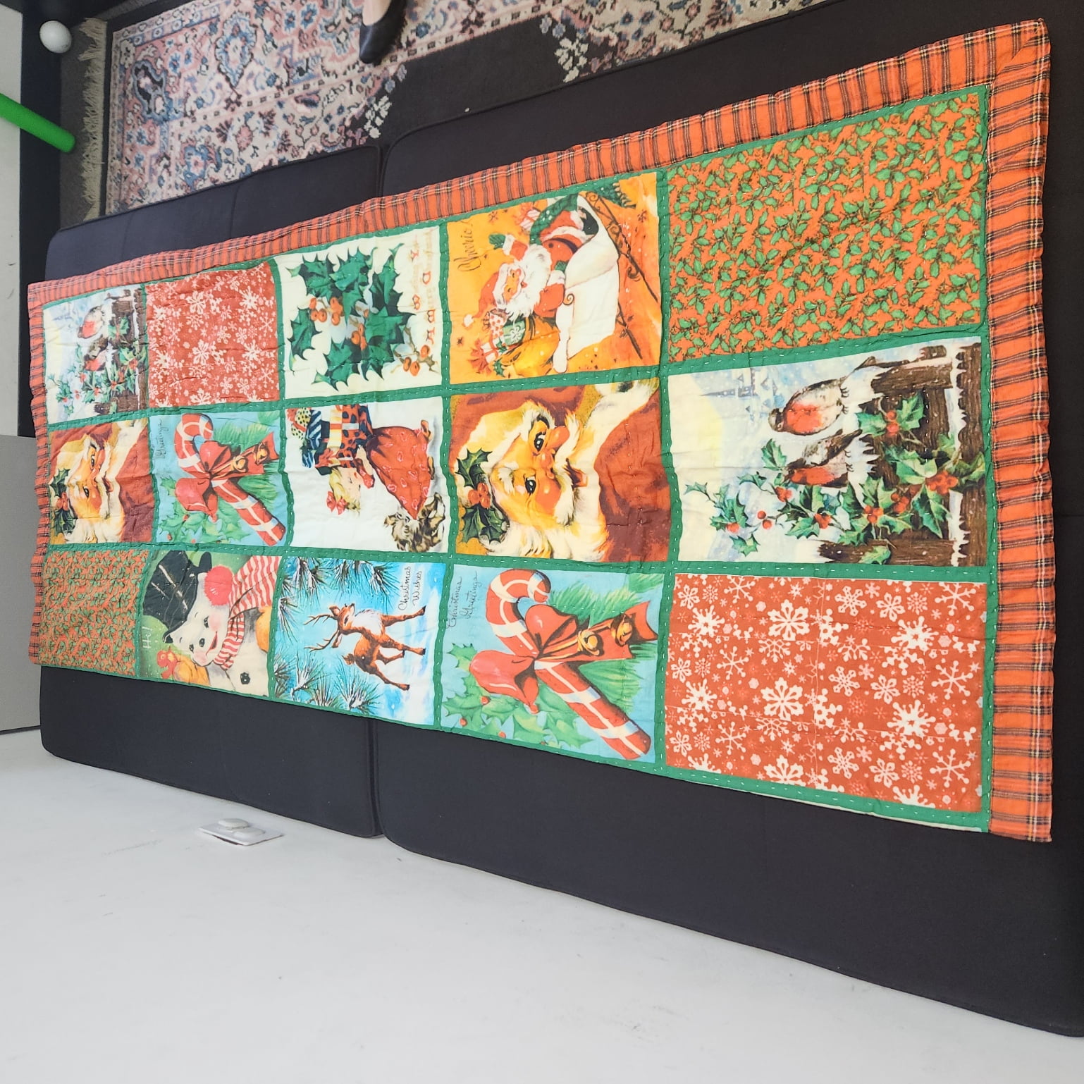 ART & ARTIFACT Patchwork Christmas Quilt - Reversible Holiday Throw Blanket