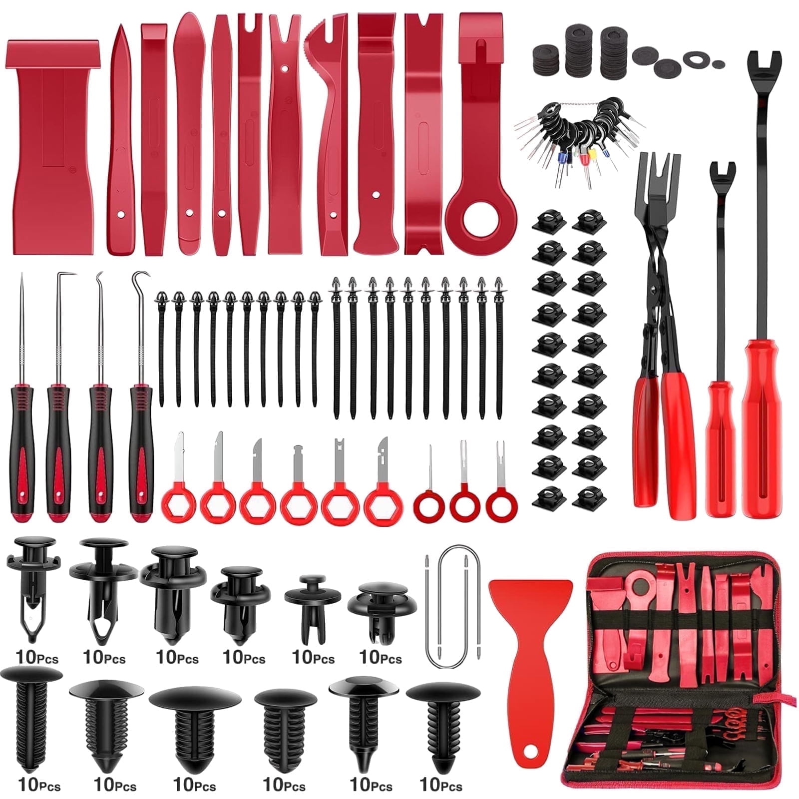 stusgo 238Pcs Trim Removal Tool Kit, Car Panel Door Window Audio Pry Tool Kit, Auto Clip Pliers Fastener Remover, Push Pin Puller, POM Material Interior Trim Repair Tools Set with Storage Bag