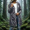 thumbnail image 2 of Kaemgyyd Women's Long Raincoat Lightweight Hooded Jacket Packable Knee Length Coat Waterproof Zip up Outwear, 2 of 6