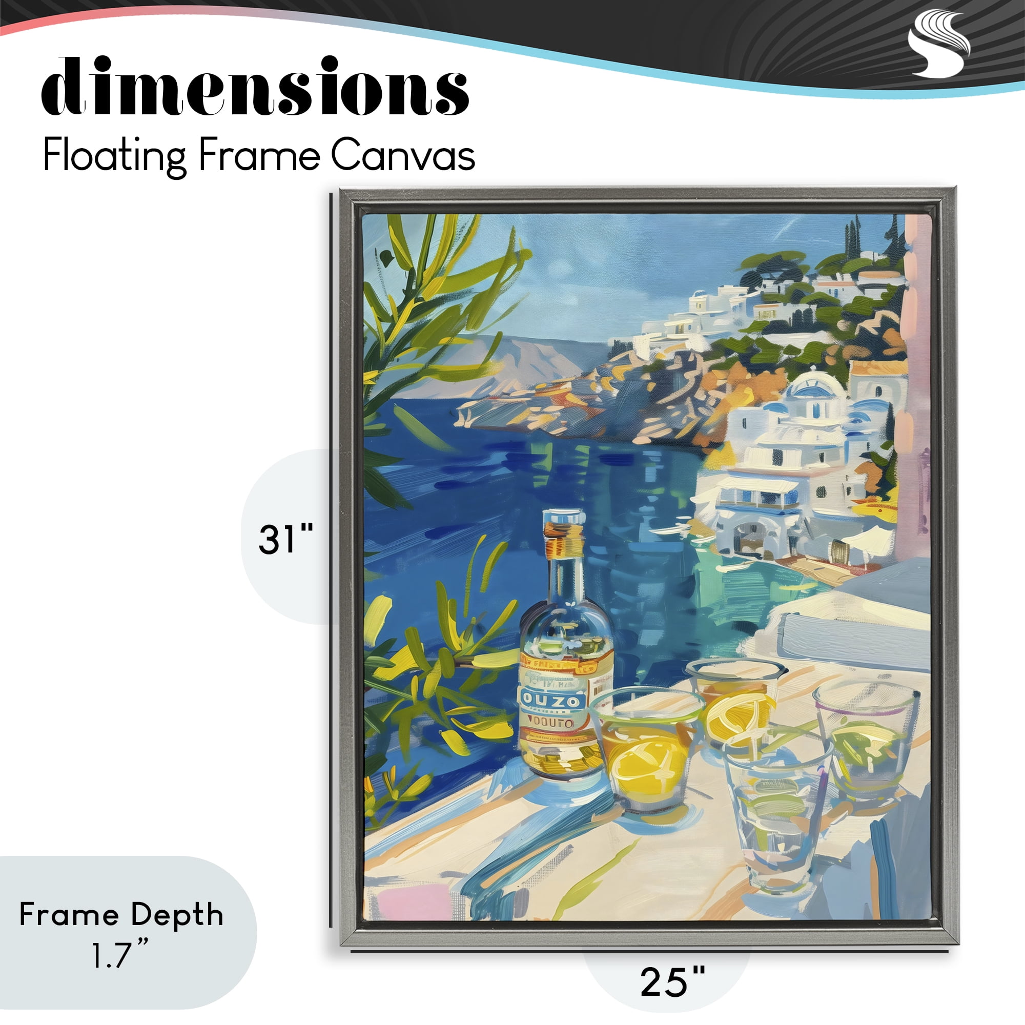Stupell Industries Drink By The Sea Balcony Gray Framed Floater Canvas Wall Art, design by The Prints Vibe