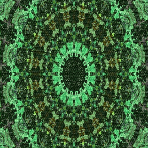 Ahgly Company Indoor Square Patterned Dark Forest Green Area Rugs, 8' Square