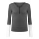 thumbnail image 4 of Mujeres sólido cuello en V manga larga encaje ahueca hacia fuera la camiseta Polluver blusa Tops Fridja FKASFK4473, 4 of 6