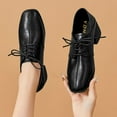 thumbnail image 4 of YDN Women Square Toe Lace up Oxford Shoes Comfortable Chunky Low Heels Pumps Professional Office Daily Size 10 Black, 4 of 4