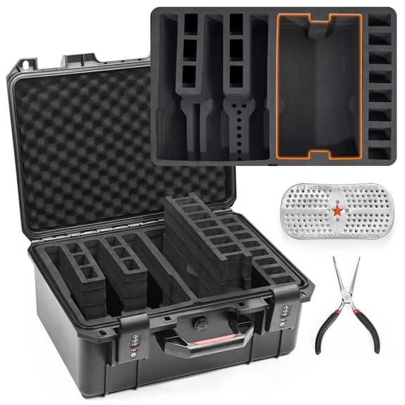 TSA Approved Hard Pistol Case | Waterproof & Shockproof 5 Pistol Travel Case with 21 Magazine Slots & Desiccant for Secure Firearm Storage