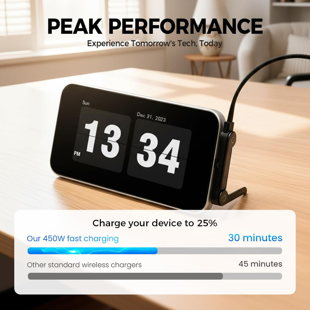 240W Sideways Phone Charger with Built-in Phone Stand, 90 Degree USB-C Cord for Fast Charging and Hands-Free Viewing