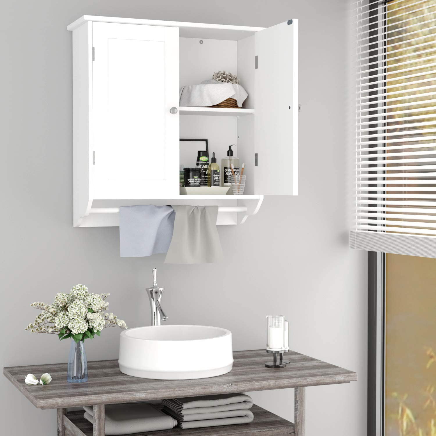 Homfa Bathroom Wall Mirror Cabinet with Double Doors and Adjustable Sh –  homfafurniture