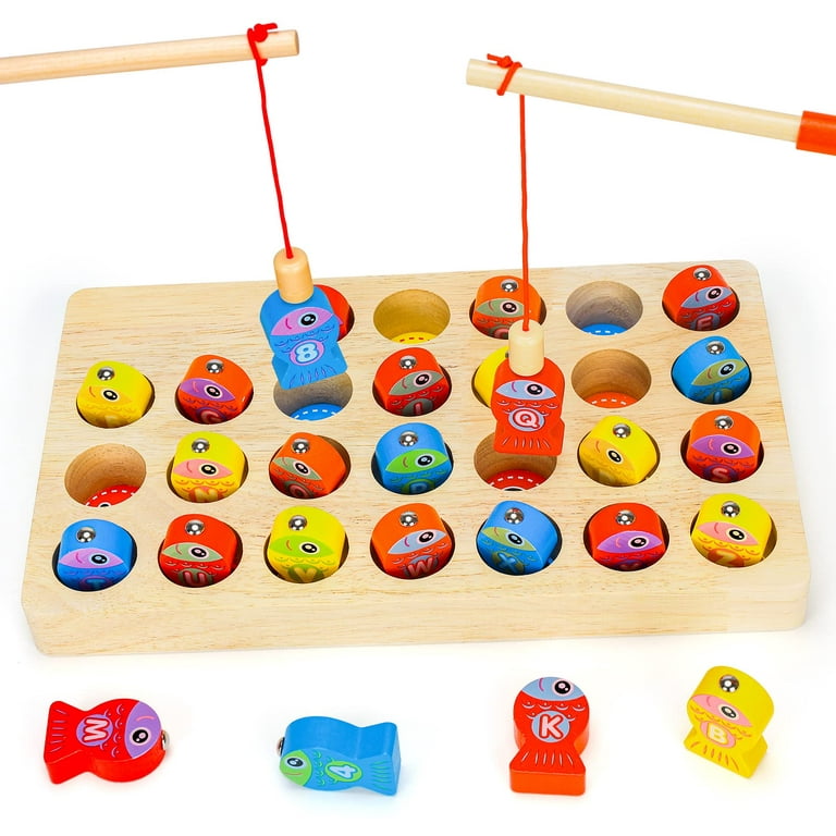 Wooden Magnetic Fishing Game for Toddlers 1-3,Montessori Preschool  Education Activities Fishing Toys Learning Fine Motor Skills Best Birthday  Gift for